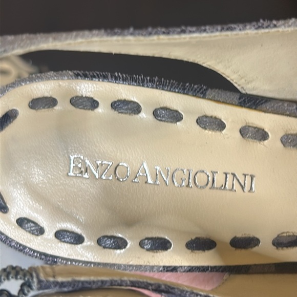 Enzo Angiolini Grey and Black Animal Print Slingback Platform 5” Heels Size 8 - Picture 15 of 16